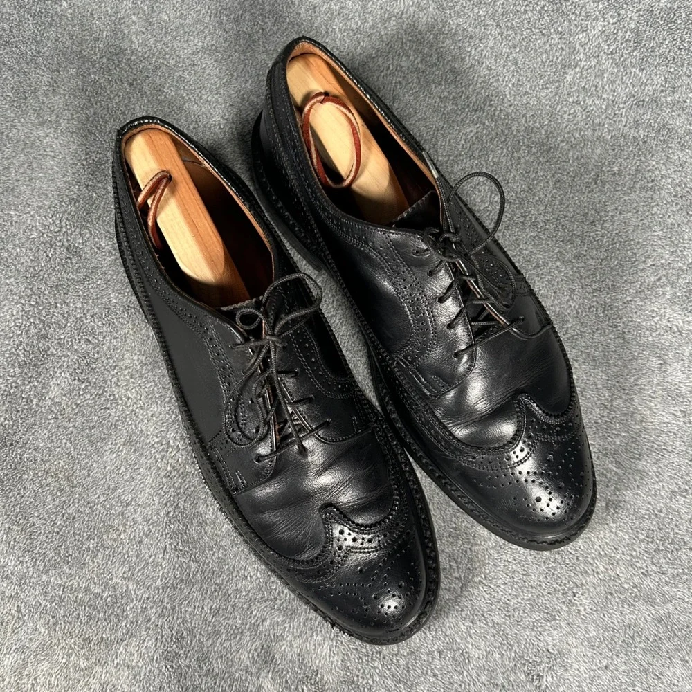 VTG Florsheim Imperial Sibley's Detroit Longwing Derby Black Shoes Men 9.5 D USA